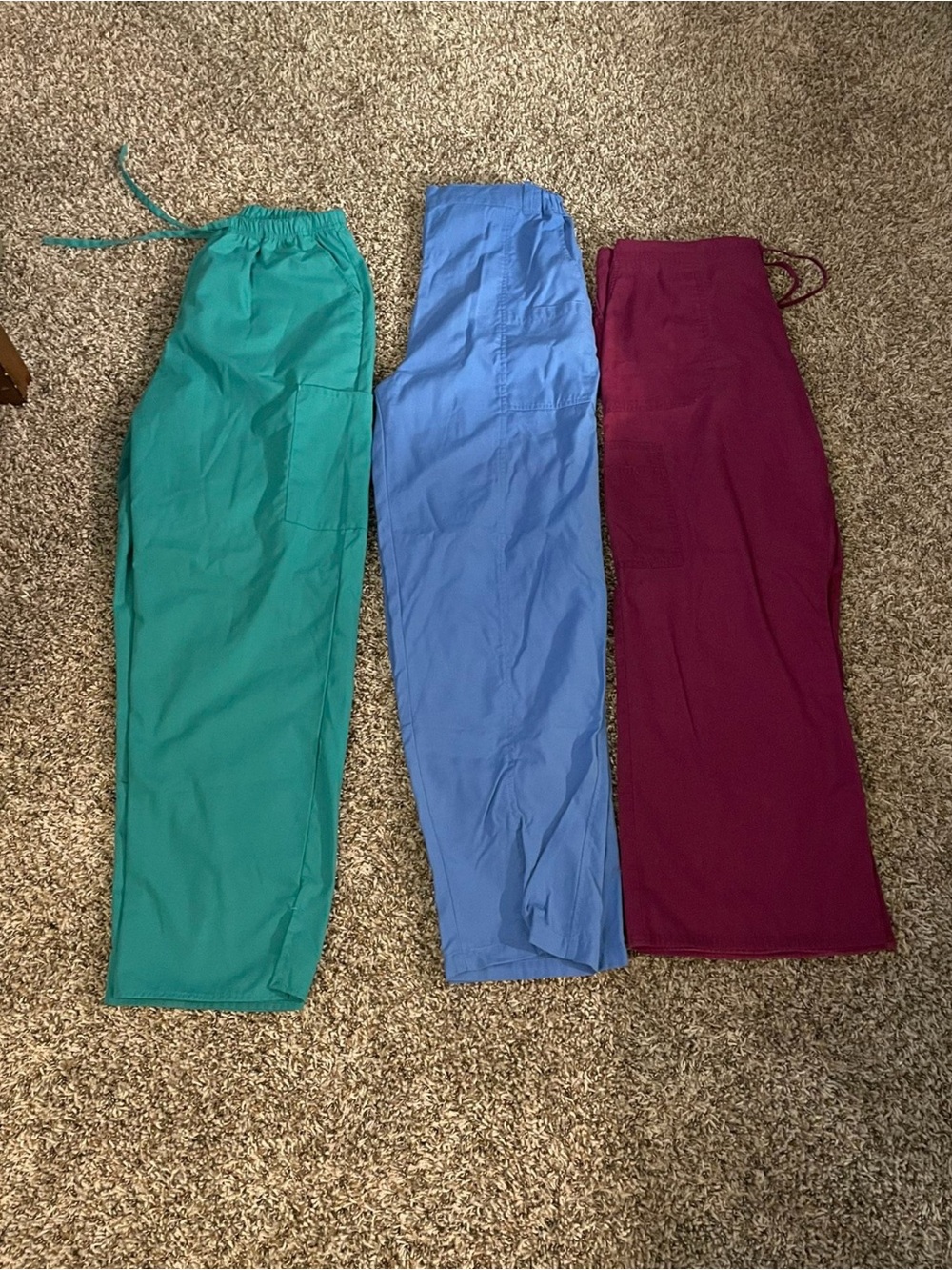 Scrubstar 3-Pack Scrub Pants in Teal, Blue, Burgundy